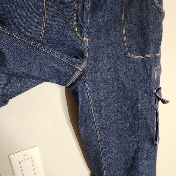Lands' End Lined Cargo Jeans Darkwash Straight 7 Pockets Size 14 - Picture 11 of 16